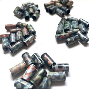 Colorful Bullet Casing Beads 55 pieces- Painted Brass. Stunning